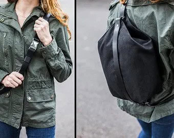 Military Jacket with Black Sling Bag & Blue Jeans