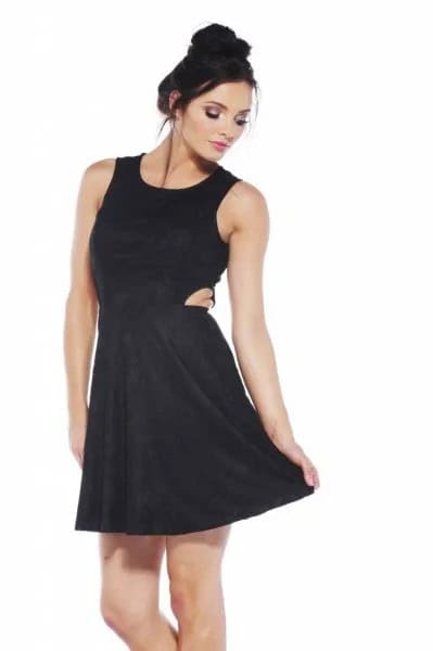 Black Skater Dress with Mini Cutouts