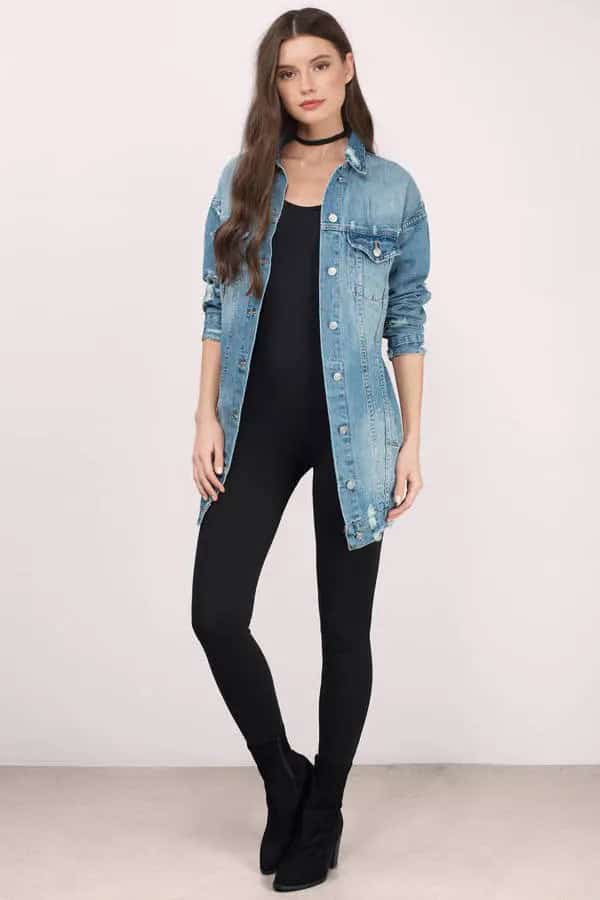 Wear Longline Denim Jacket with Black Skinny Jeans