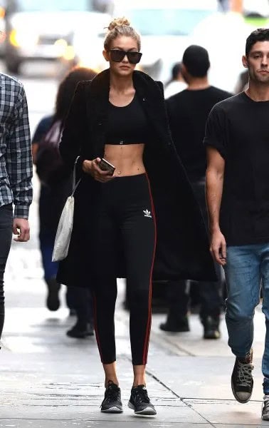 Black Crop Top with Blazer & Workout Pants