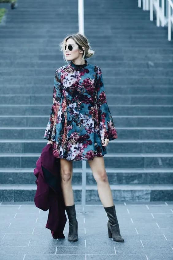 Floral Dress and Velvet