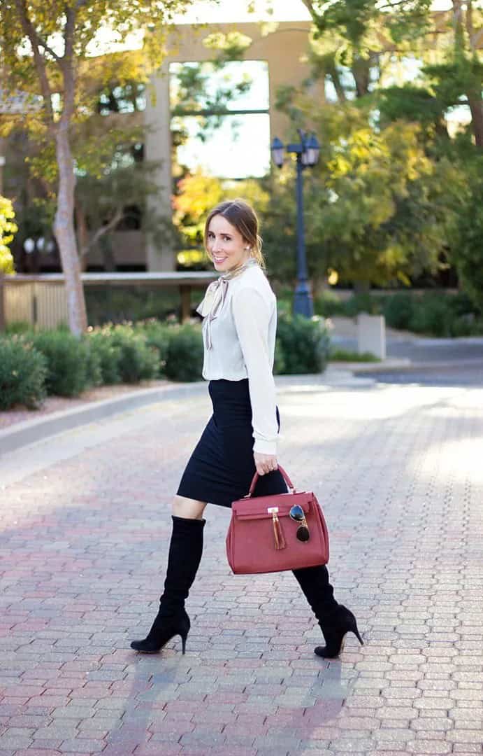 Pencil Skirt with Boots