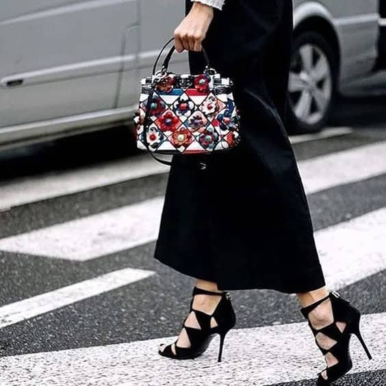 Black Outfit-Floral Bag