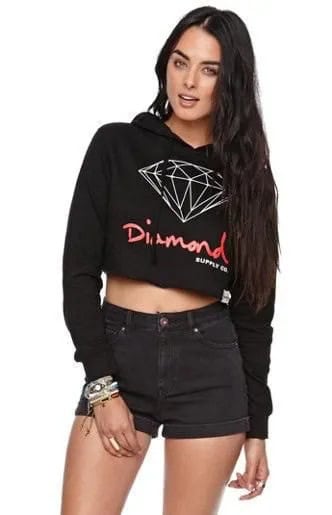 Printed Cropped Hoodie with Black Denim Shorts