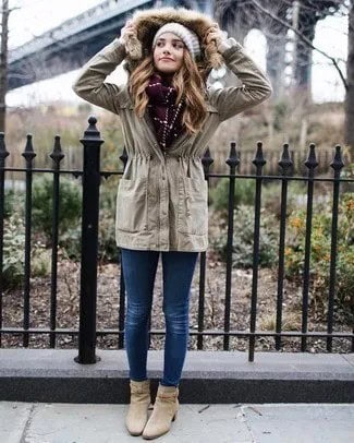 Light Grey Anorak Jacket with Faux Fur Hood