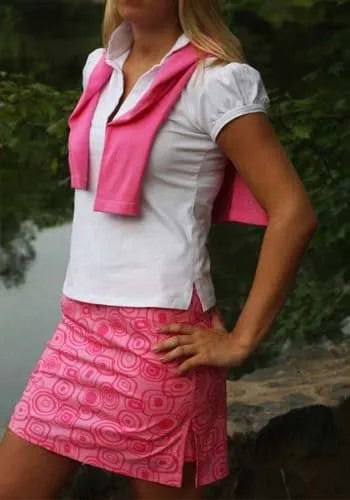 Neon Pink Skort with White Cap Sleeve T Shirt