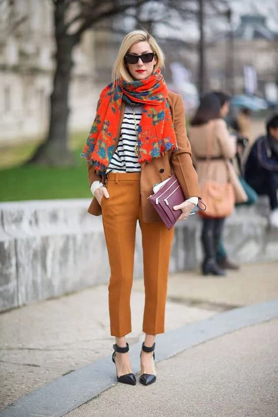 Brown Blazer and Orange Pants