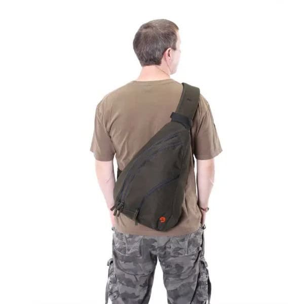 Green Canvas Sling Bag with Camo Pants