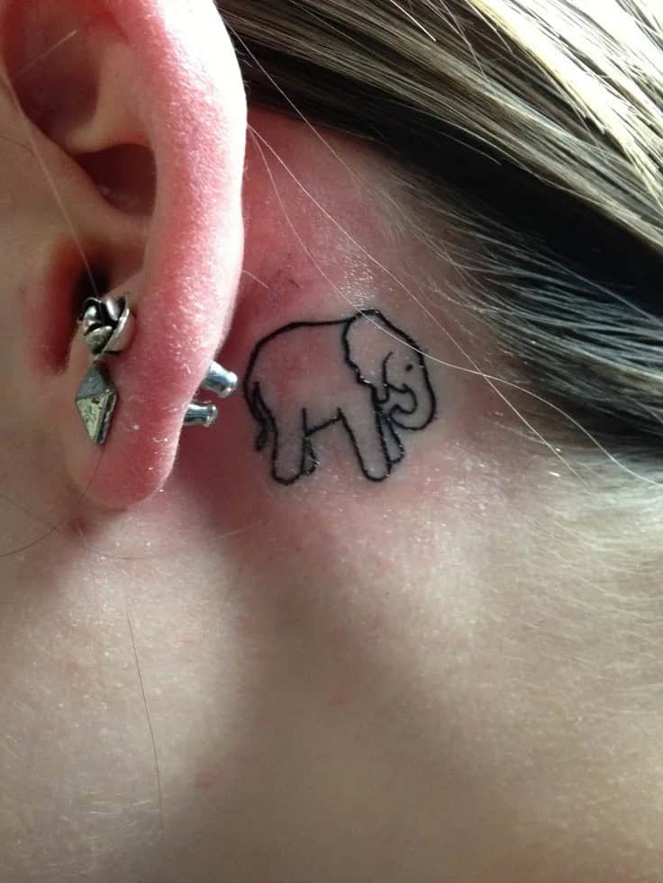 Small Elephant Tattoo Behind Ear Designs for Girls