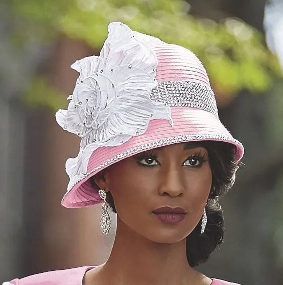 White Bucket Church Hat with Matching Skirt Suit