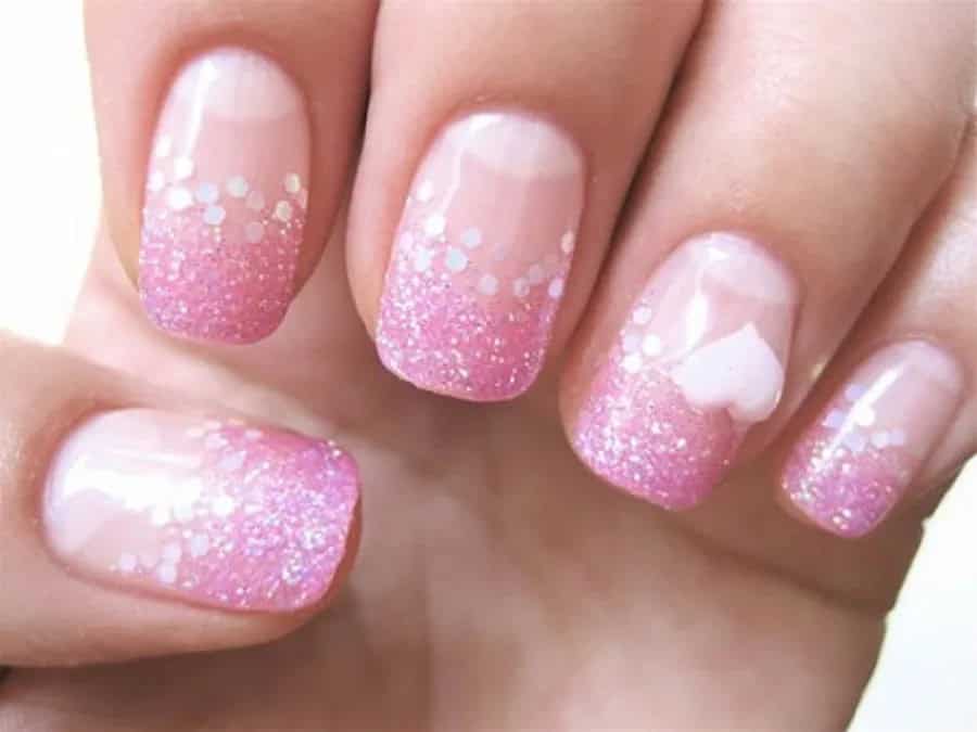 Pink and white gel nails