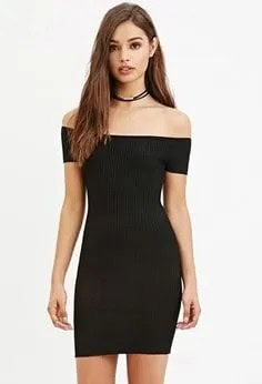 Black Off The Shoulder Mini Bodycon Dress