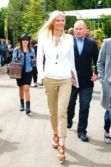 White Blazer with Camel Khaki Dress Pants