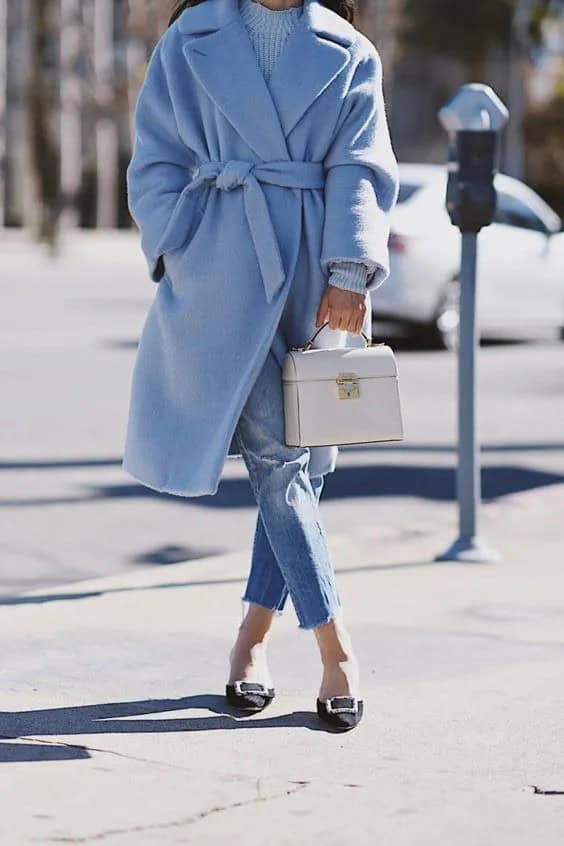 Soft Blue Wrap Coat