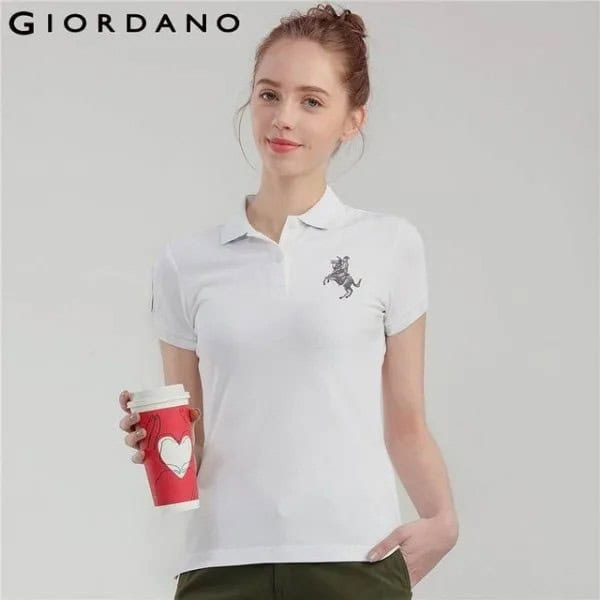 White Animal Embroidered Polo Shirt with Black Pants