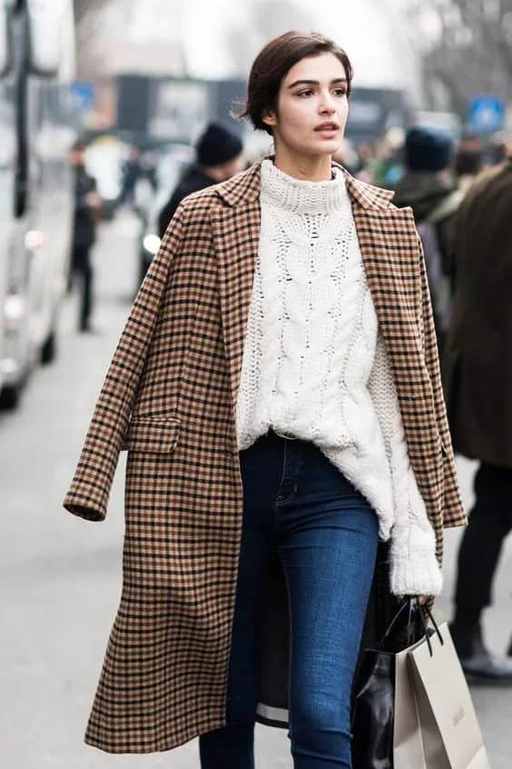 Checkered Cashmere Coat