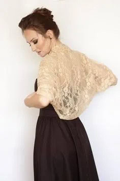 Blush Pink Bolero Lace Shrug with Black Fit and Flare Dress