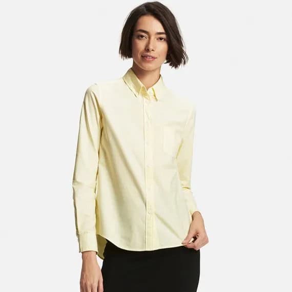 Pale Yellow Oxford Shirt with Black Skinny Jeans