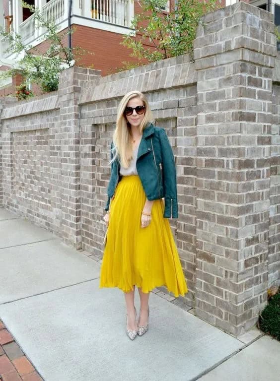 Yellow Pleated Skirt