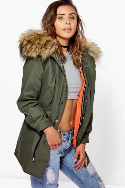 Green Oversized Jacket with Grey Crop Top & Boyfriend Jeans