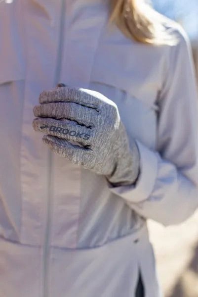 Light Grey Nylon Running Jacket with Matching Gloves