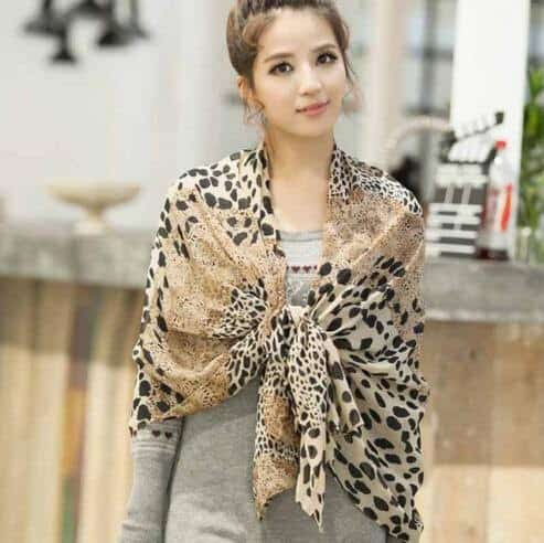 Drape Cheetah Scarf Over Shoulder and Tie It