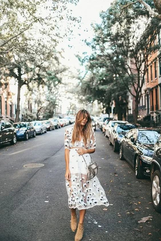 Sheer Embroidered Dress