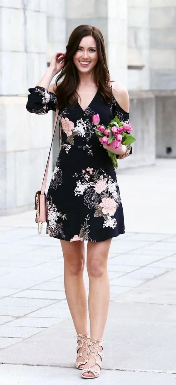 Black Dress with Pink Details