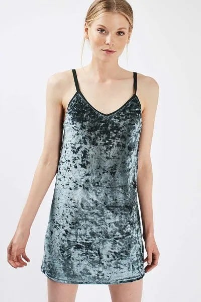 Grey Velvet Slip Dress