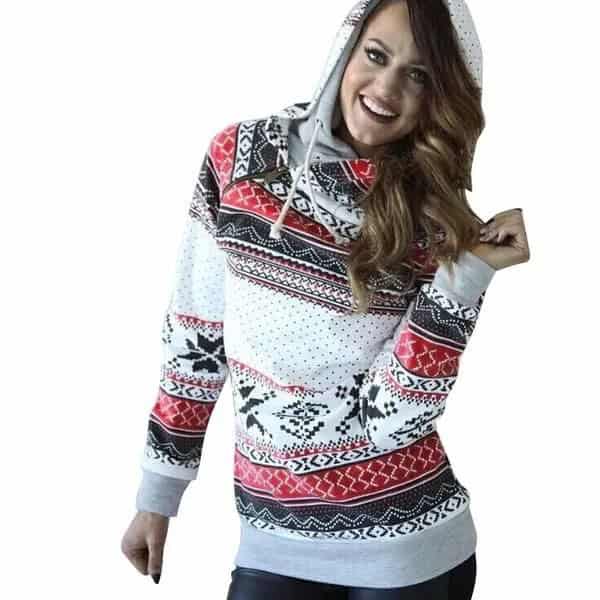 White, Red and Black Tribal Printed Hoodie & Dark Jeans