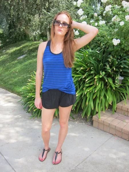 Royal Blue Tank Top with Black Running Shorts