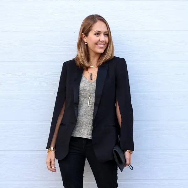 Black Cape Blazer with Matching Chinos