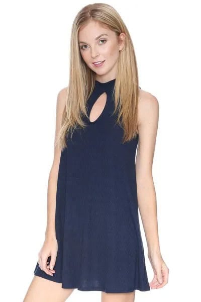 Navy Keyhole Babydoll Dress