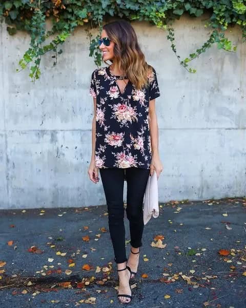 Floral Navy Blue Shirt