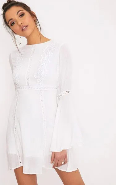 White Bell Sleeve Breezy Dress