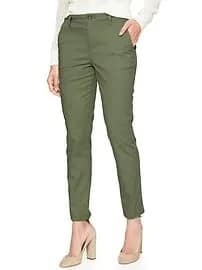 Green Twill Pants with White Slim Fit Button Up Shirt