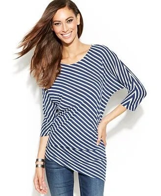 Navy and White Striped Top with Skinny Jeans