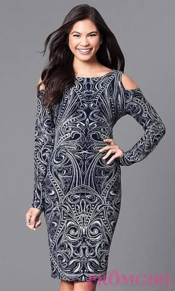 Black Cold Shoulder Printed Midi Dress