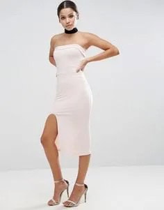 High Split Midi Dress with Black Choker