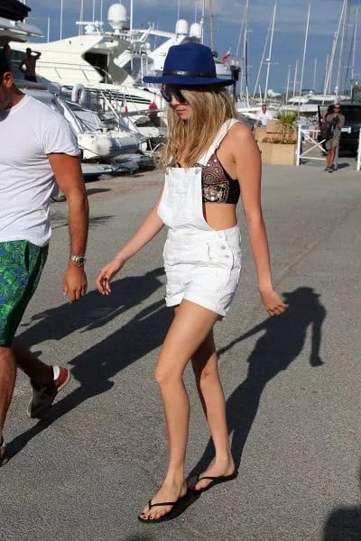 White Overall Shorts with Silver Sequin Bralette