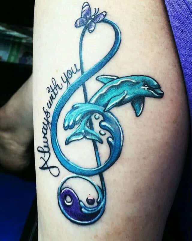 Dolphin Music Note Tattoo