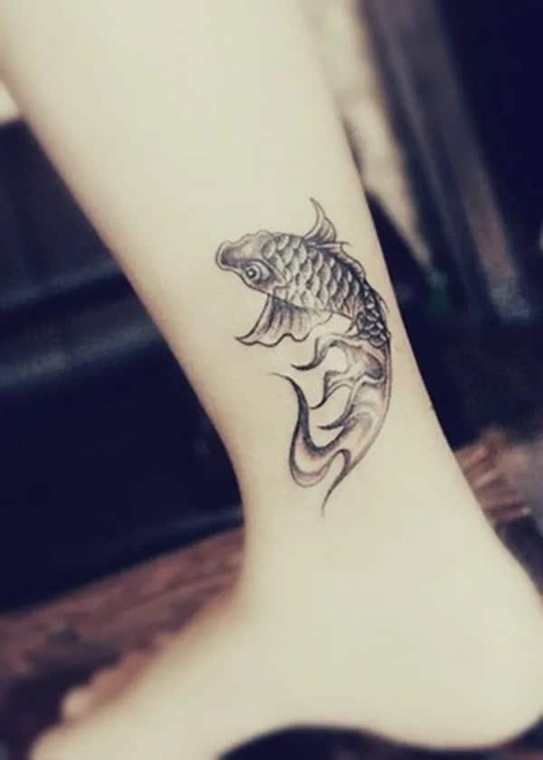 Small Koi Tattoo Near Ankle