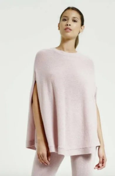 Pale Pink Cashmere Poncho with White Skinny Jeans