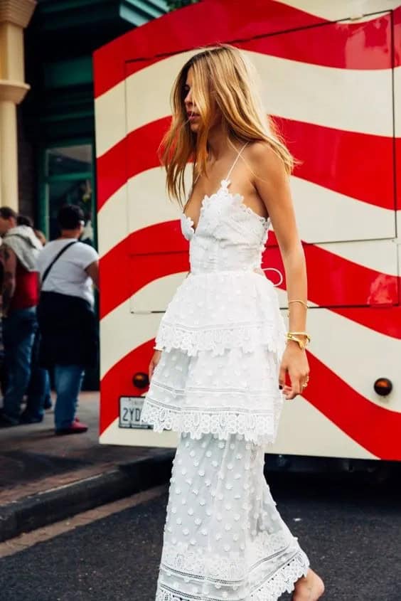 Layered White Lace Dress