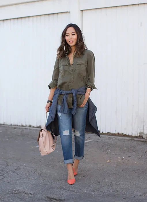 Khaki Boyfriend Shirt