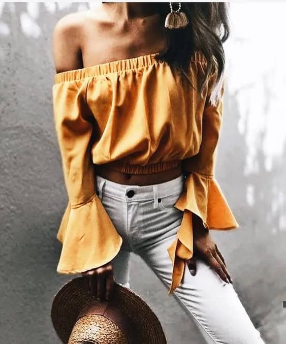 White Jeans and Yellow Top