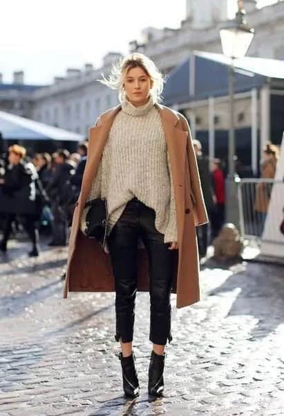 Wear with Oversized Knit Sweater & Wool Coat