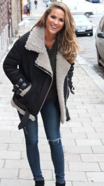 Black Jacket with Skinny Jeans & Boots