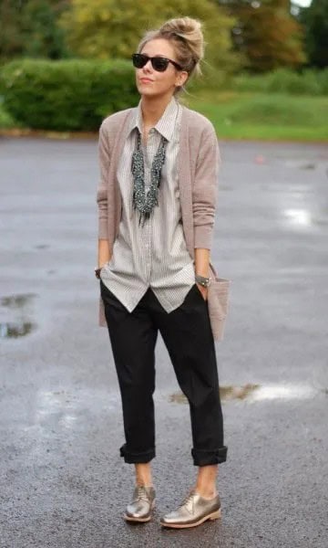 Oxford Shoes with Shirt & Cardigan