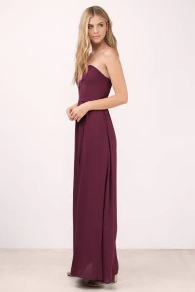 Sweetheart Neckline Purple Floor Length Dress